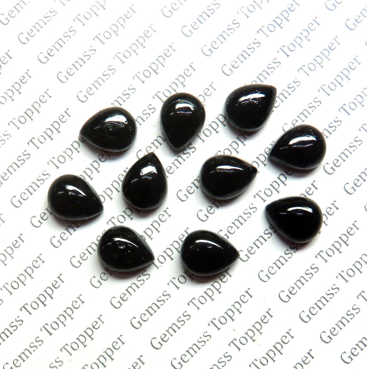 Black Tourmaline 8x12 mm Pear Cabochon